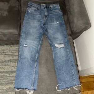 Zara 8 Distressed Denim Straight Leg Jeans Minor Rips